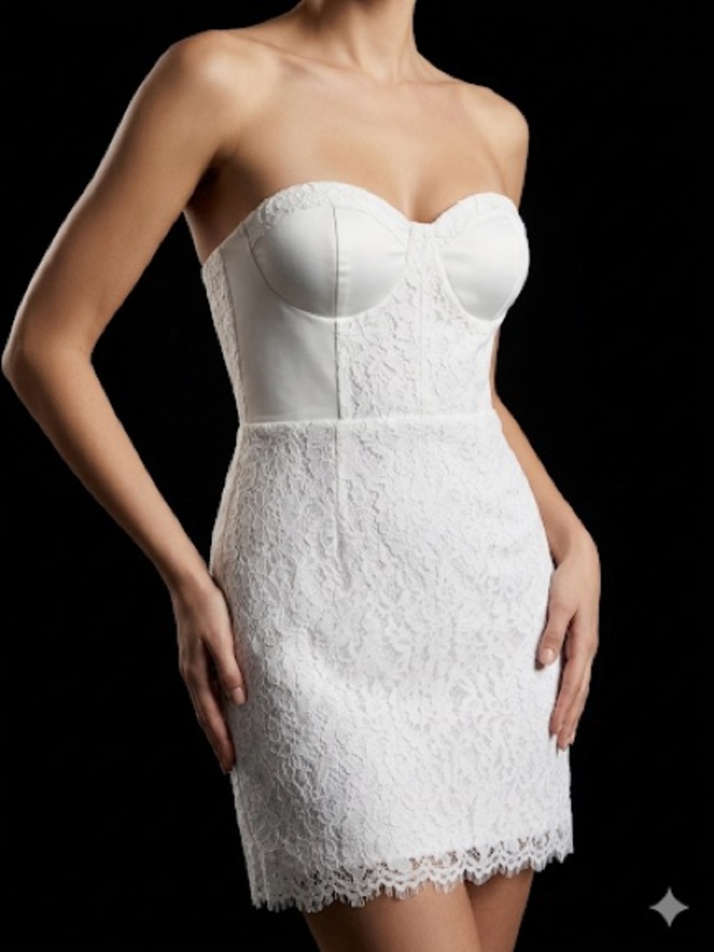 NWT Fate White Bridal lace strapless mini dress size XL